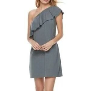 Women's Juicy Couture One-Shoulder Glittery Gray Knit Shift Dress (Size XL)